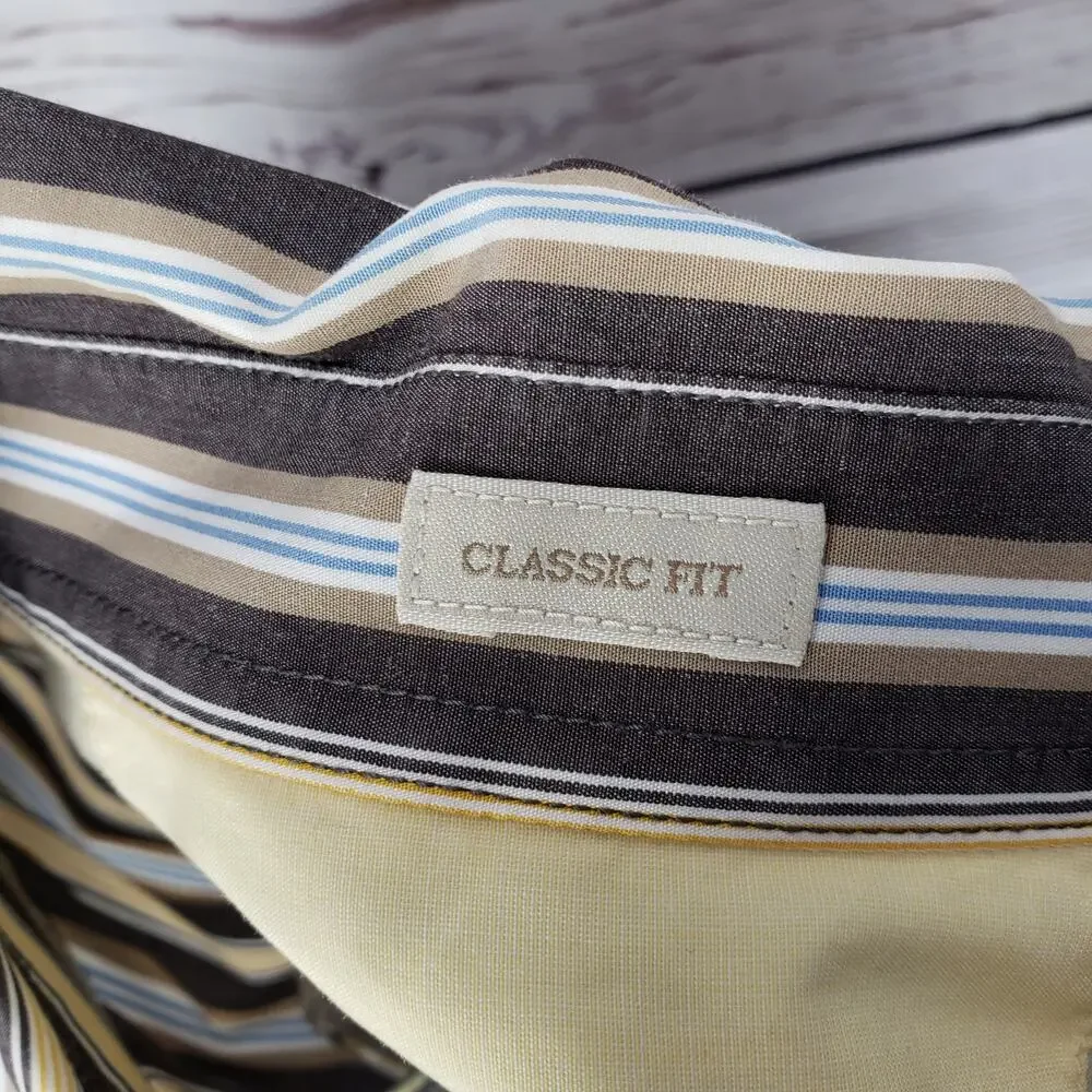 Banana Republic Classic Fit Brown Stripe Cotton Shirt Size M